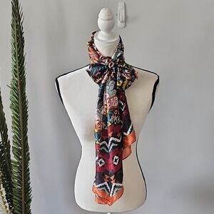 Cato Colorful Patterned Silk Scarf NWOT
